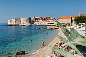 View of people on beach in Dubrovnik, Croatia