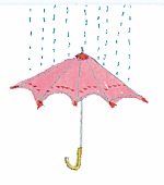 Illustration, aufgespannter rosa Regenschirm