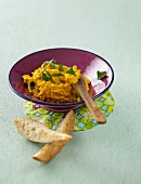 Chickpea spread in serving dish