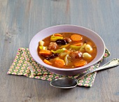 Bean stew with mett dumplings in bowl