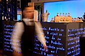 Waiter walking in restaurant at Zagreb Restaurants, Croatia, blurred motion