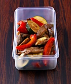 Close-up of antipasti vegetables in lunchbox