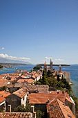 View of Kvarner bay from the rooftops of Rab, Croatia