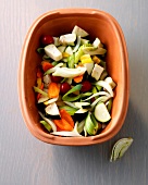 Vegetables in Roman pot, step 1