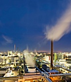 View of industrial park in Frankfurt, Hesse, Germany