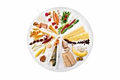 Various type of food combination on plate