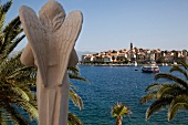 Statue near Adriatic Sea and Korcula island, Dubrovnik-Neretva, Croatia