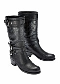 Boots, Lammleder, Bikerboots, Lederboots, Lammleder-Boots