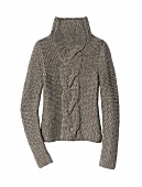 Grobstrickpullover, Zopfmuster, Rollkragenpullover