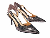 Slingbacks, metallic, Schlangemuster , Schlangenoptik