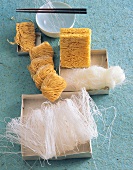 Various types of noodles from Asia