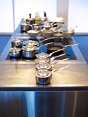 Pans in the kitchen of Geranium Restaurant in Copenhagen, Denmark
