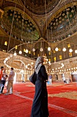 People in Muhammad Ali Mosque dome room, Cairo, Egypt