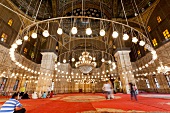 People in Muhammad Ali Mosque dome room, Cairo, Egypt