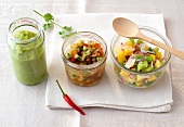 Dip, chutney and relish in glass jar