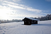 Winterlandschaft, Leutaschtal, Hütte, Holzhütte