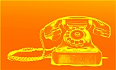 Illustration of old rotary phone against orange background