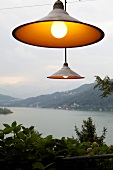 View of Lake Lugano from Grotto Sassalto in Caslano, Ticino, Switzerland