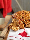 Close-up of slices of juicy fruit bread for winter