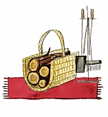 Feuerholz im Korb, Illustration 
