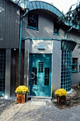 Turquoise colour entrance door