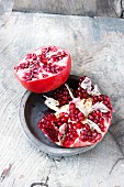 Halved pomegranate