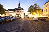 Illuminated exterior of Old Town hall in Saarbrucken, Saarland, Germany