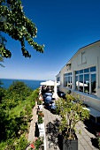 Terrace of Panorama Hotel Lohme on chalk coast, Rugen