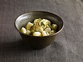 Gnocchi with rosemary in bowl 
