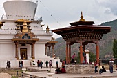 Tourists at National Memorial Chorten in Thimphu, Bhutan
