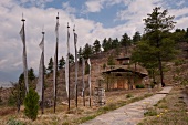 Exterior view of Uma Paro hotel with empty road, Bhutan