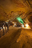 Interior of Schlossberg Caves in Homburg, Saarland, Germany
