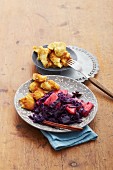 Amaranth hash with pineapple-red cabbage