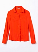 Hemd, Bluse, Brusttaschen, Brusttasche, aufgesetzt, orange