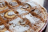 Close-up of pannenkoeken with apple, cinnamon and sugar from Amsterdam