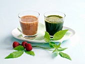Glasses of green smoothies for prevention of cancer