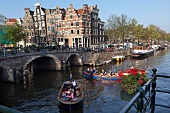 Hotel Brouwer and canal cruise at Keizersgracht canal, Amsterdam, Netherlands
