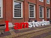 Amsterdam, Museumplein, Rijksmuseum I amsterdam, Schriftzug, Menschen