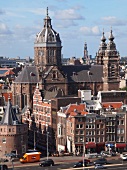 View of St. Nicholas Church in Old Town, Amsterdam, Netherlands