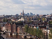 View of Amsterdam Central, Zuiderkerk and Old Town, Amsterdam, Netherlands