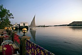 View of lake from the Tesasse de s Iberotel in Aswan, Egypt