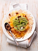 Fruit carpaccio dish on plate