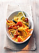 Vegetable couscous in serving dish
