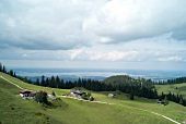 View of Alps, mountain Hochfelln and Chiemsee at Germany