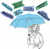 Illustration of woman holding umbrella to save herself from text symbolizing social issues