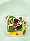 Vegetable salad with lettuce on plate