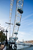 Low angle view of ferris wheel of London Eye, UK
