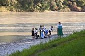 Children playing at Wasserburg am Inn, Rosenheim, Bavaria, Germany