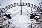 Low angle view of ferris wheel of London Eye, UK