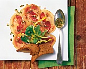 Fleisch, Gekochter Kalbskopf mit Feldsalat und Vinaigrette